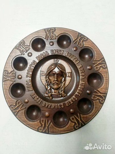 Блюдо для пасхальных яиц. Дерево. Керамика. 2шт