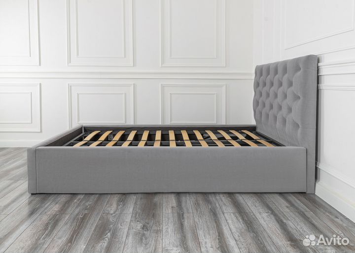 Кровать с подъемным механизмом 120х200 серая велюр