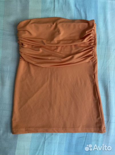 Топ без бретелек оранжевый