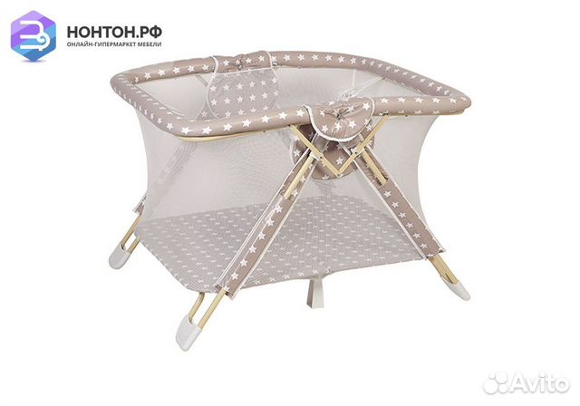 Манеж Comfort принт Звезды / макиато / белый