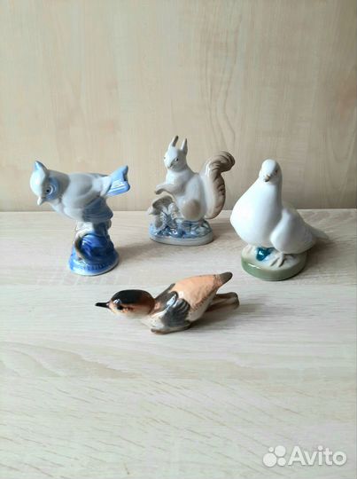 Фарфоровые статуэтки фигурки СССР голубь белка