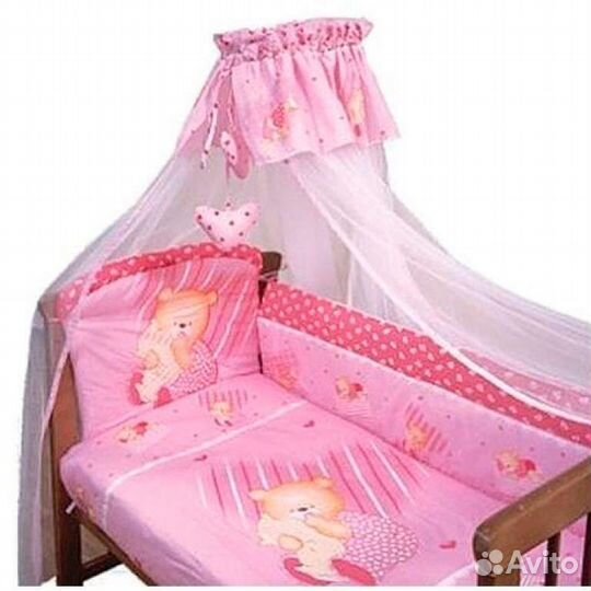 Бортики в детскую кроватку с балдахином
