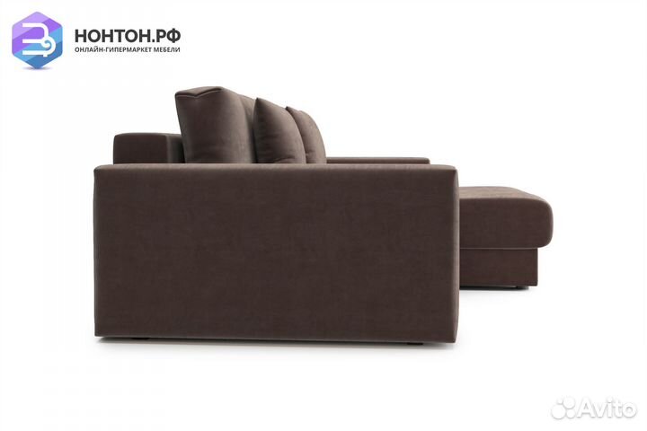 Диван угловой тик-так Монарх коричневый