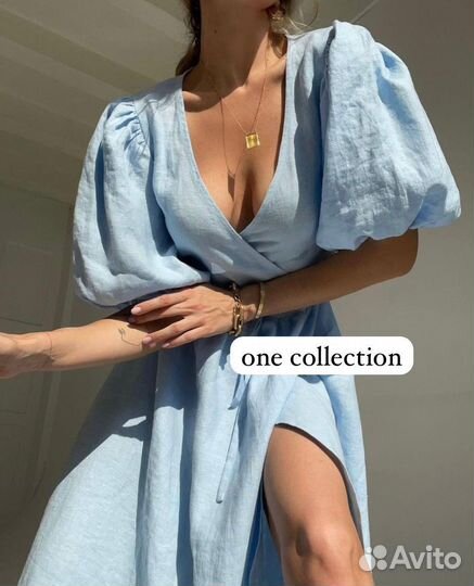 Платье на запах лен