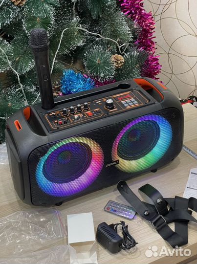 Блютуз колонка мощная караоке fm aux bt