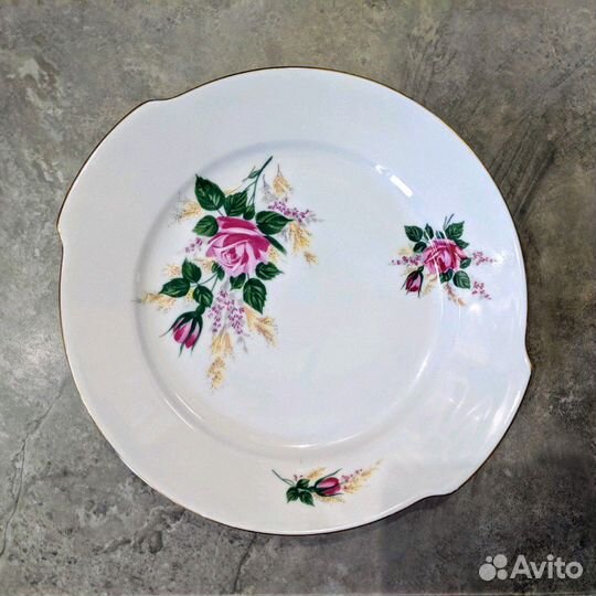 Винтажное блюдо для торта и 12 десертных тарелок