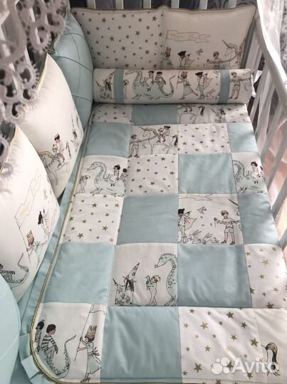 Бортики в кроватку новые, одеялко конверт