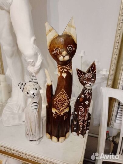 Статуэтка кошка дерево