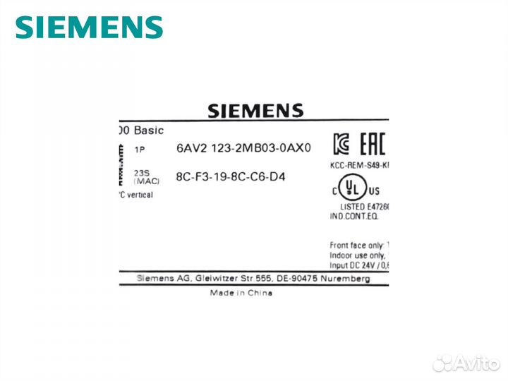 Панель оператора Siemens 6AV2123-2MB03-0AX0