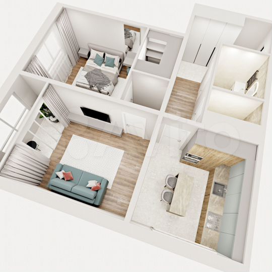 2-к. квартира, 59,3 м², 1/17 эт.