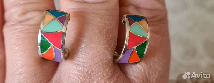 Серьги и кольцо серебро