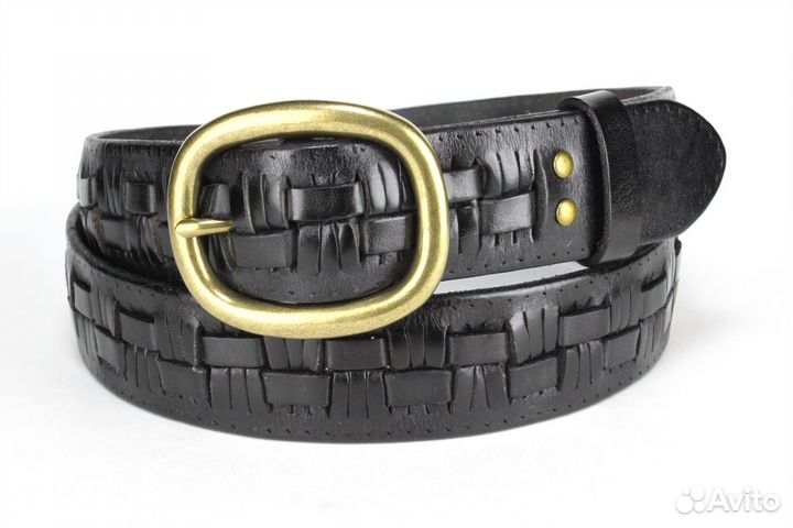 Мужской кожаный ремень, плетёнка, 40 мм