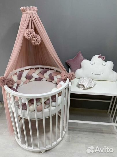 Балдахин в детскую кроватку пудровый