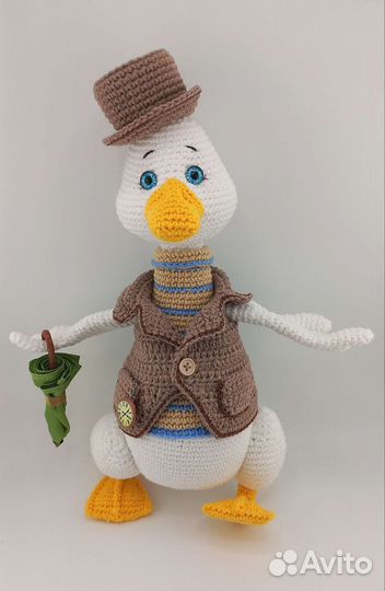 Гусь вязаный игрушка для декора детской подарок