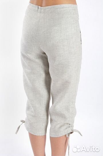 Капри женские оливковые льняные р.46(на 44-46)