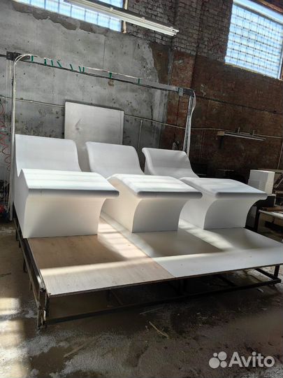 Лежаки в хамам. Сидушки для хамама. Мебель из ппс
