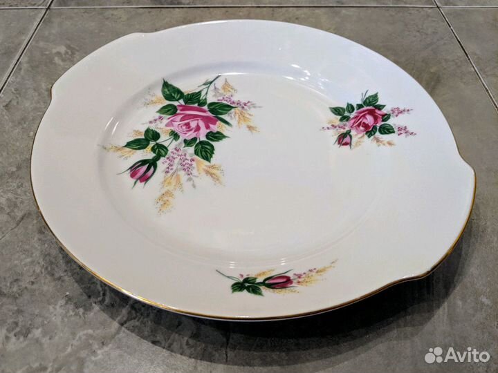 Винтажное блюдо для торта и 12 десертных тарелок