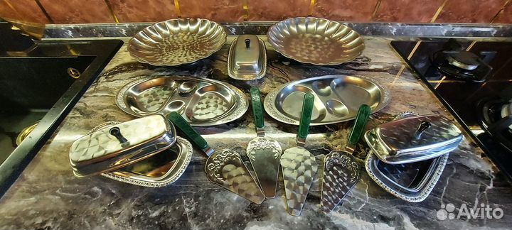 Посуда нерж СССР ваза масленка менажница