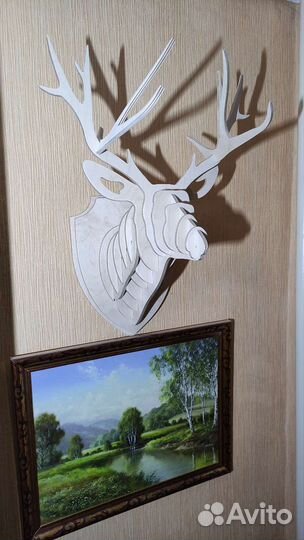 Голова оленя из дерева на стену