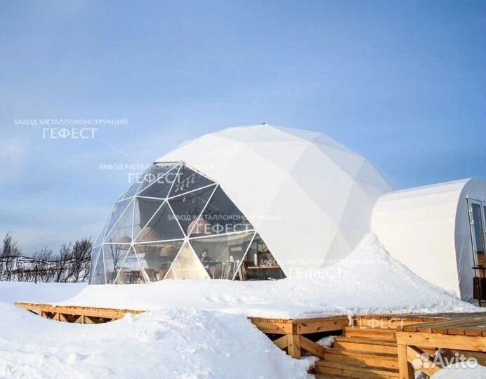 Шатер всесезонный, геодезический купол площадь 112