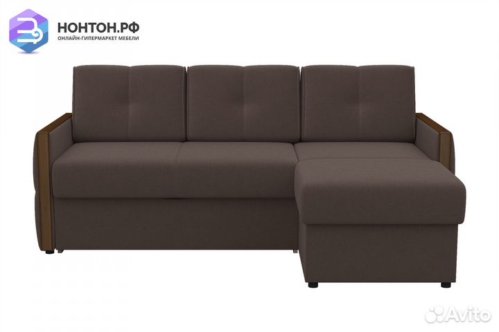 Диван угловой дельфин Сандра коричневый