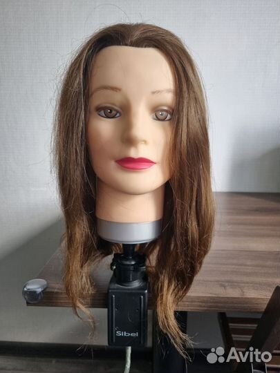 Учебная голова манекен 40 см с натуральным волосом