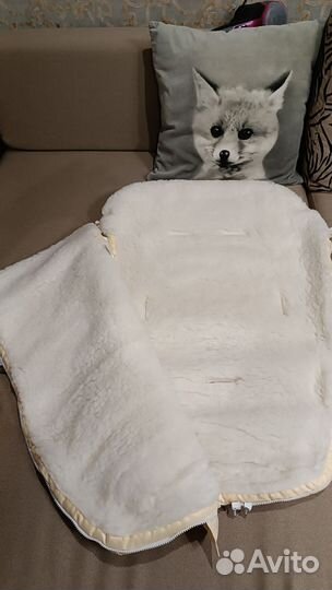 Зимний конверт с прорезями в коляску санки овчина