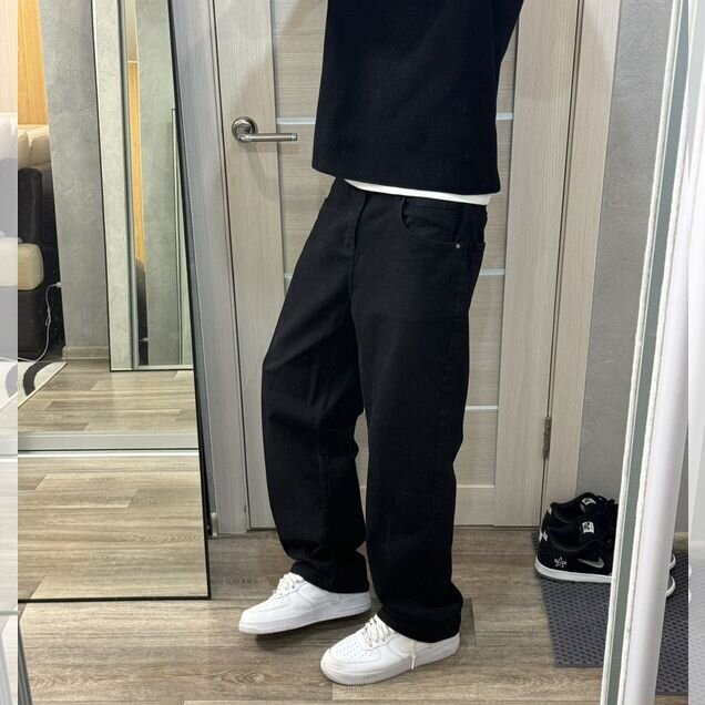 Джинсы черные базовые прямые "zara type"