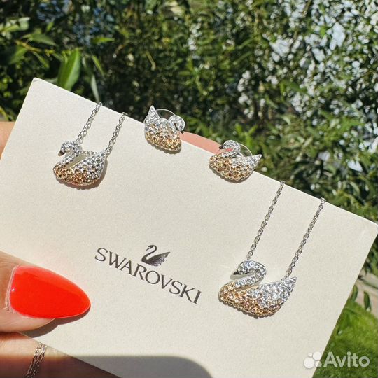 Серьги swarovski iconic swan и кулон swarovski