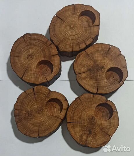 Подсвечник из спила дерева