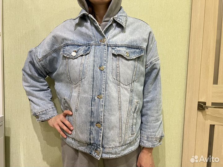 Джинсовая куртка ветровка Zara утепленная