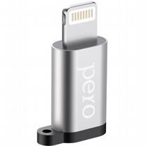 Адаптер pero AD01 lightning TO micro USB, серебри