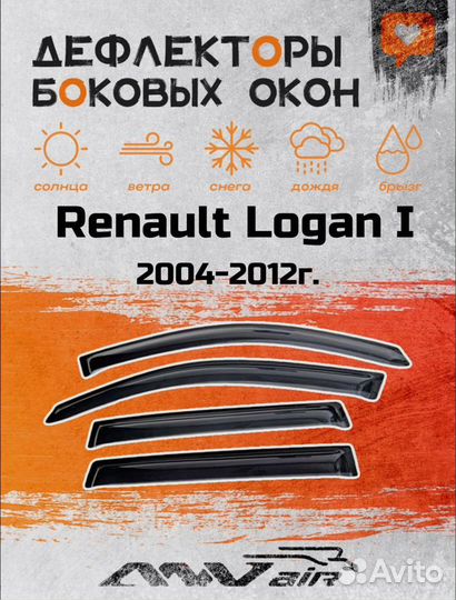 Дефлекторы окон на Renault Logan I 2004-2012 г
