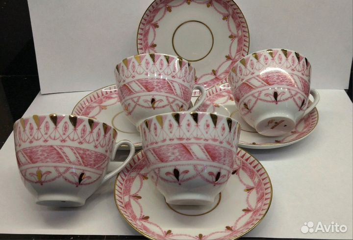 Чайная пара фарфор, позолота лфз СССР. редкие