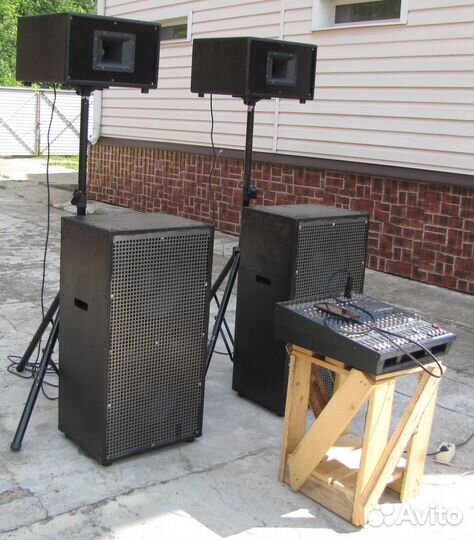 Колонки X-Music 4200W Pro-212 Актив-микшер Штативы