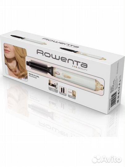 Фен щётка rowenta Wave Curl Brush CF3910, белый/зо