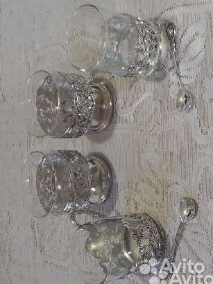 Подстаканник со стаканом и ложечкой Rosenberg,ГДР