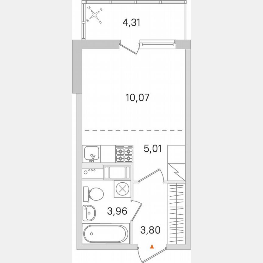 Квартира-студия, 24,1 м², 5/8 эт.