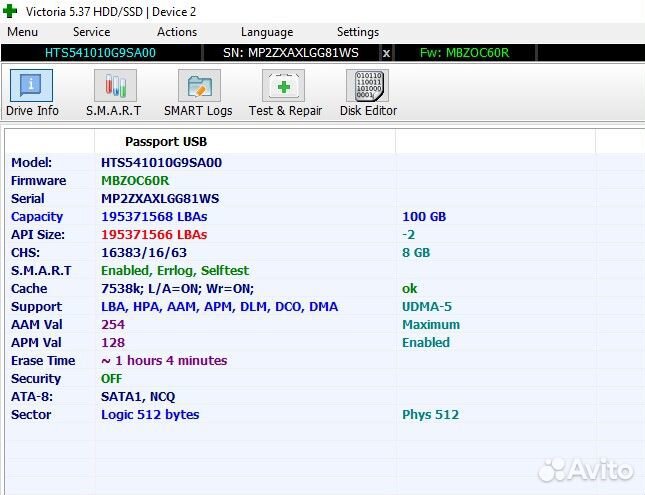 HDD Hitachi 100Gb 2.5