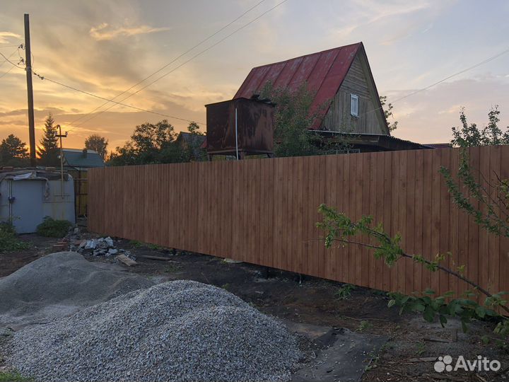 Монтаж забора из профлиста, 3д, штакетника, дерева