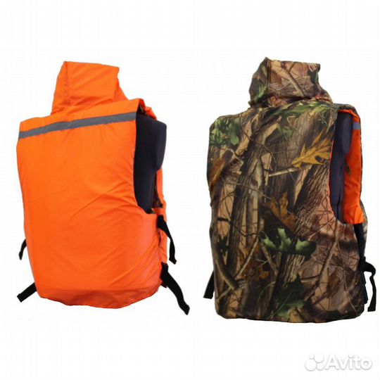 Жилет спас 52-64р,двухсторонний оранж/ км до 120кг