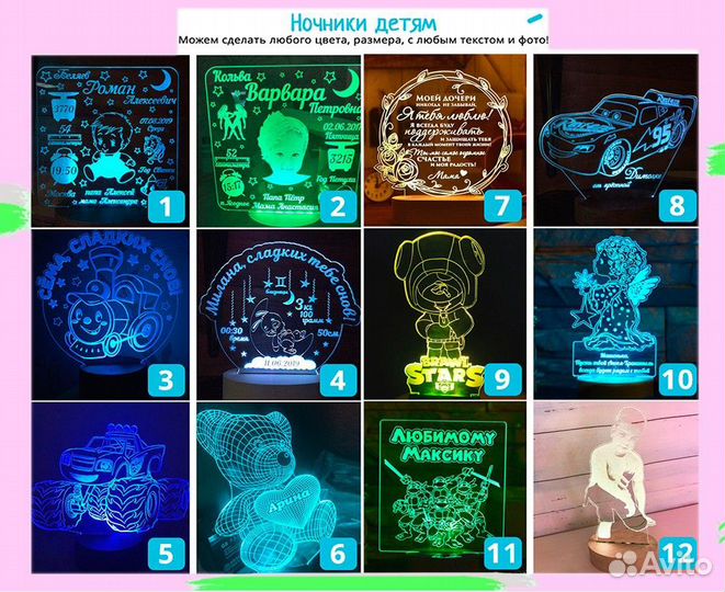 Детский светильник 3D ночник