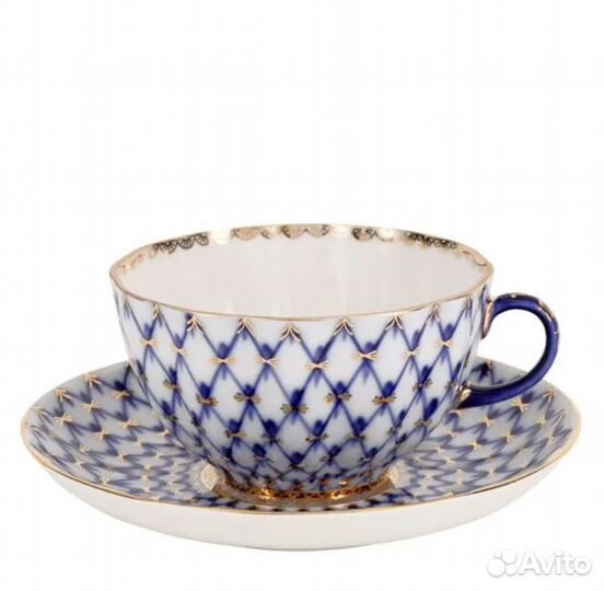 Сервиз чайный Тюльпан Кобальтовая сетка золото ифз