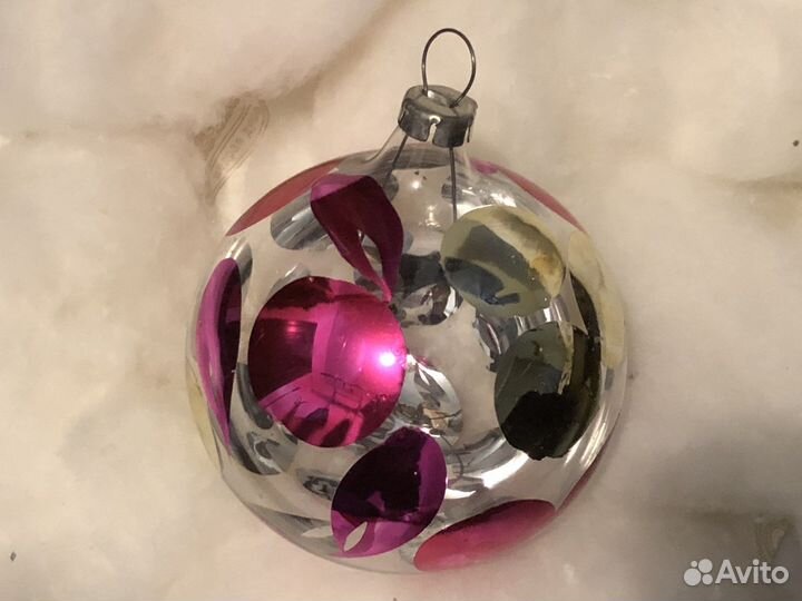 Ёлочные игрушки, шар СССР редкий Глинка