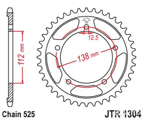 Звезда ведомая задняя JTR 1304.44