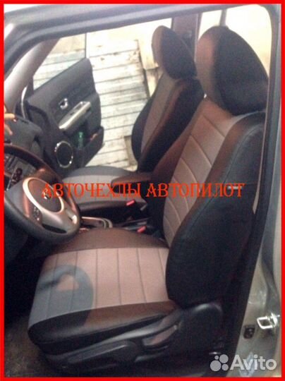 Чехлы Автопилот Kia Soul 1 из экокожи чёрно-серые