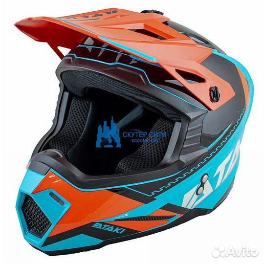 Шлем кроссовый ataki JK801 Valor оранжевый/голубой