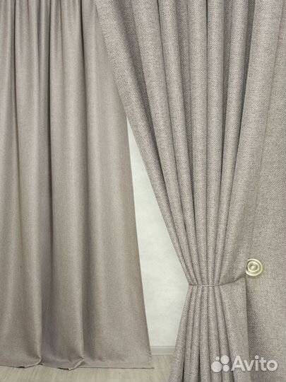 Шторы блэкаут серо-коричневый