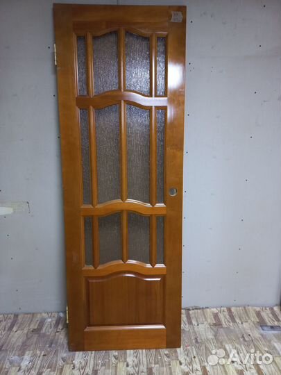 Массив сосна дверь 70см со стеклом, открытие П) Л