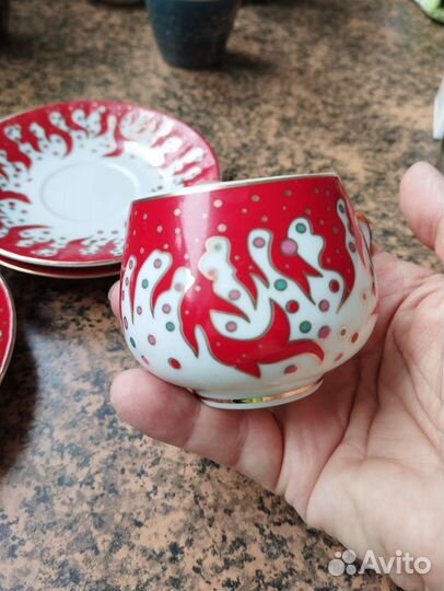 Кофейная пара костяной фарфор Япония оригинал